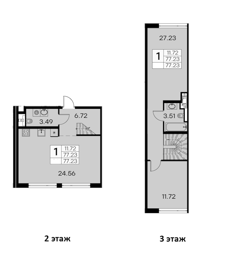 2-комнатная квартира 76.67 м², 4/8 эт., ЖК «GloraX Aura Vasileostrovsky»